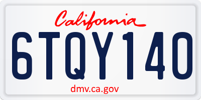 CA license plate 6TQY140