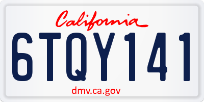 CA license plate 6TQY141