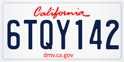 CA license plate 6TQY142