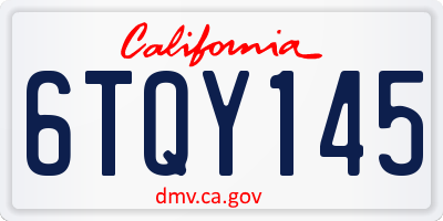 CA license plate 6TQY145