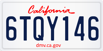 CA license plate 6TQY146