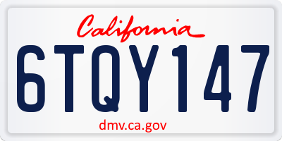 CA license plate 6TQY147