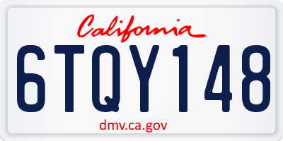 CA license plate 6TQY148