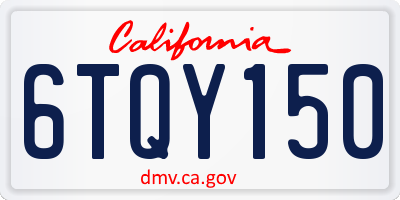 CA license plate 6TQY150