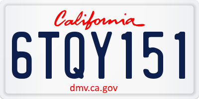 CA license plate 6TQY151