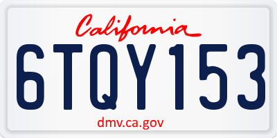 CA license plate 6TQY153