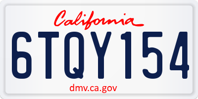 CA license plate 6TQY154