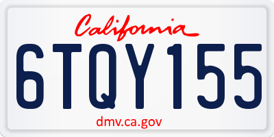 CA license plate 6TQY155
