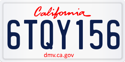 CA license plate 6TQY156