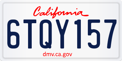 CA license plate 6TQY157