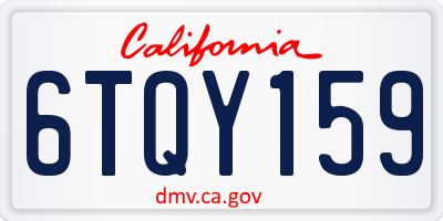 CA license plate 6TQY159