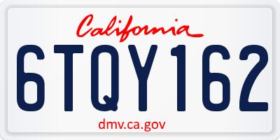CA license plate 6TQY162