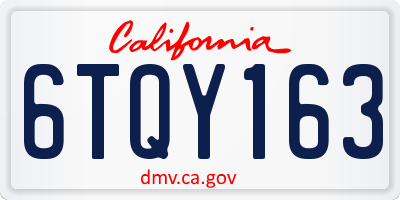 CA license plate 6TQY163