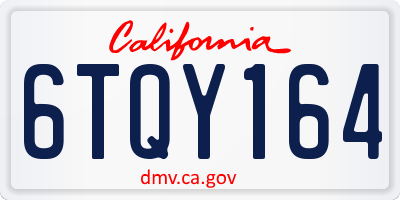 CA license plate 6TQY164