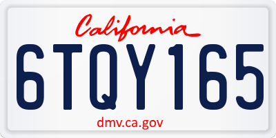 CA license plate 6TQY165