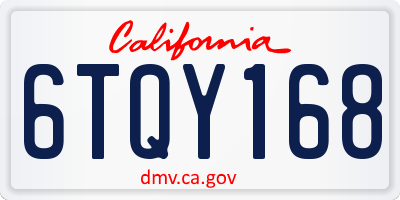 CA license plate 6TQY168