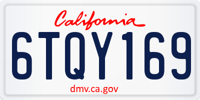 CA license plate 6TQY169