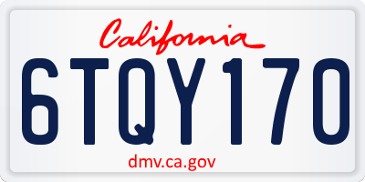 CA license plate 6TQY170