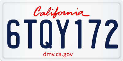 CA license plate 6TQY172
