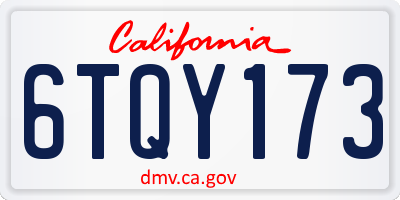 CA license plate 6TQY173