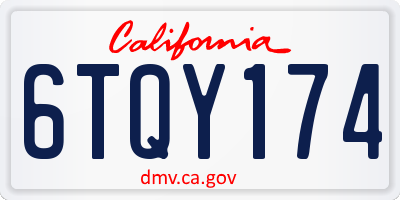 CA license plate 6TQY174