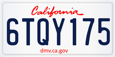 CA license plate 6TQY175
