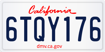 CA license plate 6TQY176