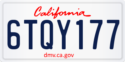 CA license plate 6TQY177