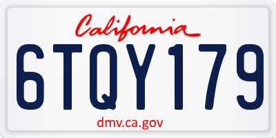 CA license plate 6TQY179