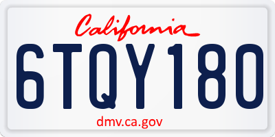 CA license plate 6TQY180