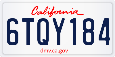 CA license plate 6TQY184