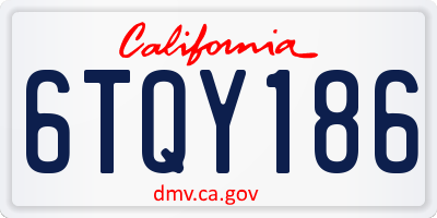 CA license plate 6TQY186