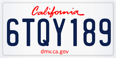 CA license plate 6TQY189