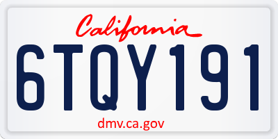 CA license plate 6TQY191