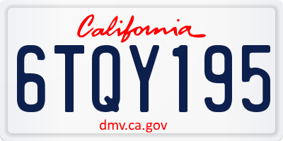 CA license plate 6TQY195
