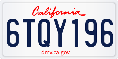 CA license plate 6TQY196
