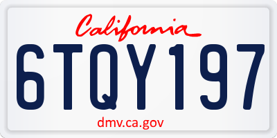 CA license plate 6TQY197