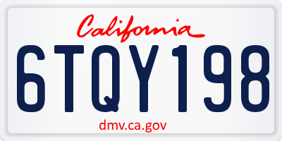 CA license plate 6TQY198