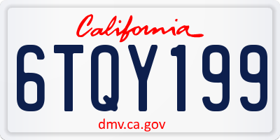 CA license plate 6TQY199