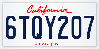 CA license plate 6TQY207