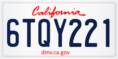 CA license plate 6TQY221
