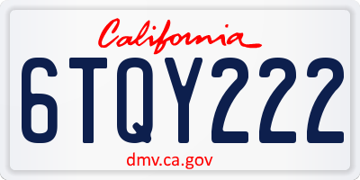 CA license plate 6TQY222