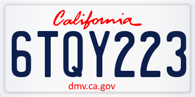 CA license plate 6TQY223