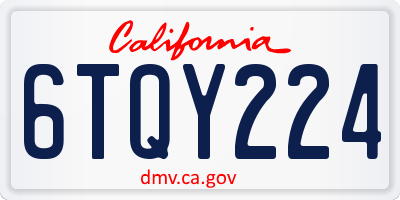 CA license plate 6TQY224