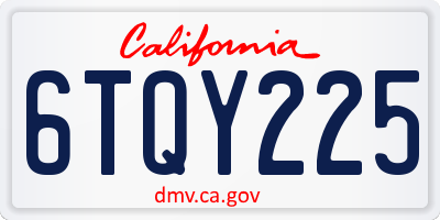 CA license plate 6TQY225