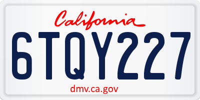 CA license plate 6TQY227