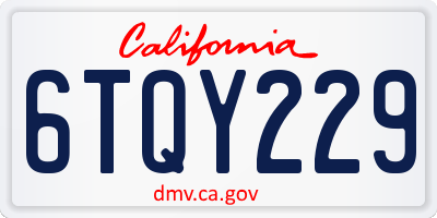 CA license plate 6TQY229