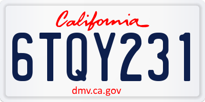 CA license plate 6TQY231