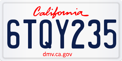 CA license plate 6TQY235