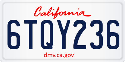 CA license plate 6TQY236